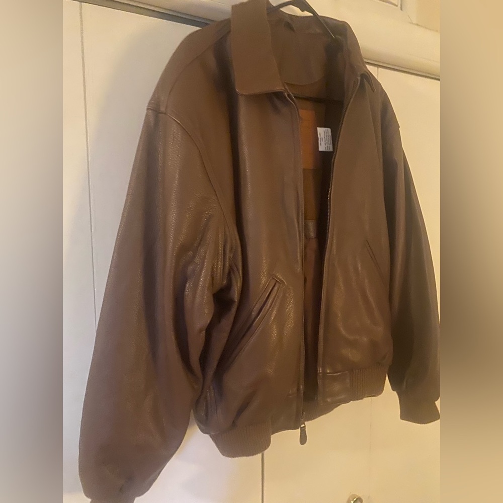 Leather bomber jacket